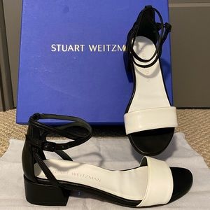 Stuart Weitzman Peewee Sandals Size 5.5 Black and White